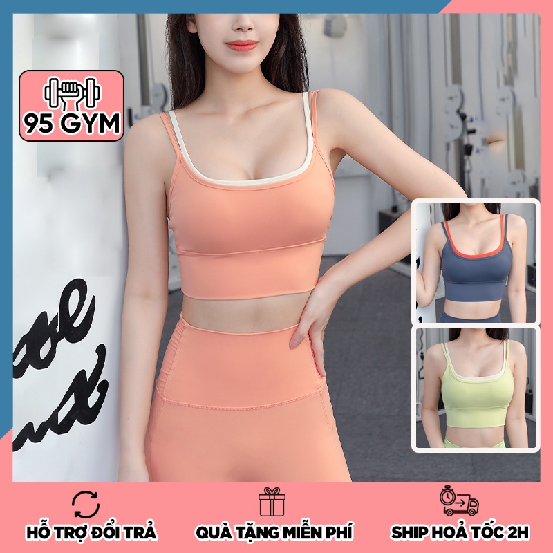 Áo bra tập gym yoga nữ 95Gym AL35 dây vai kép chất thun mềm mịn có mút ngực nâng đỡ vòng một
