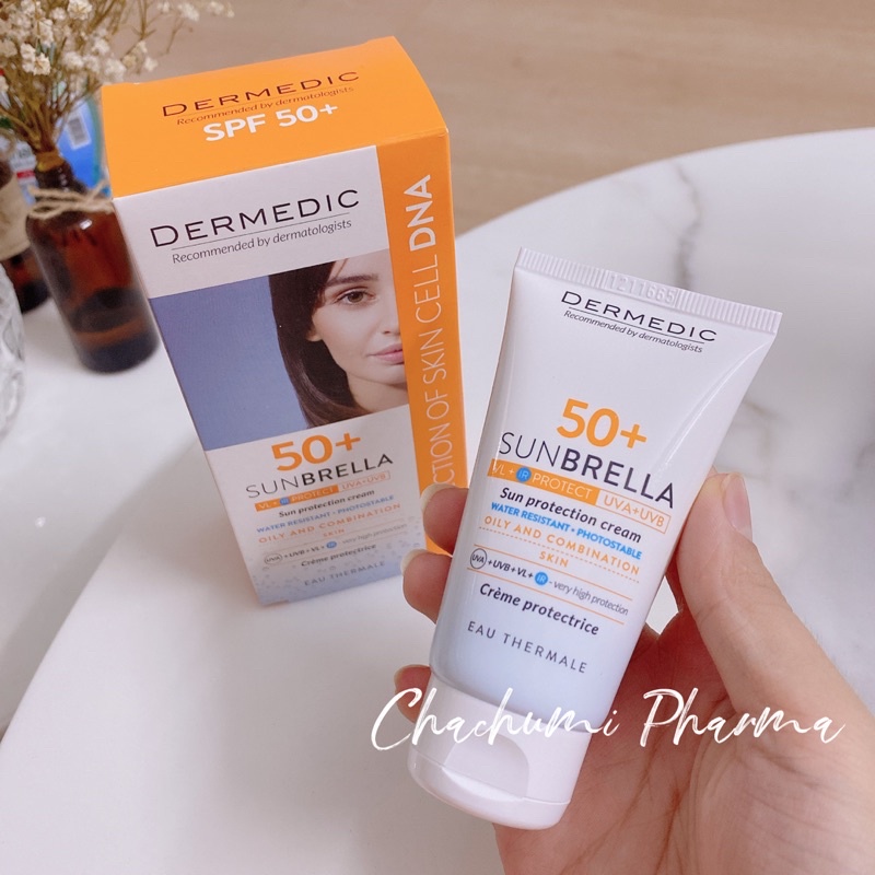 Kem chống nắng cho da dầu, da hỗn hợp Dermed sunbrella SPF 50+ sun protection cream oily and combination skin