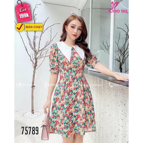 ĐẦM XÒE VOAN LỤA HỌA TIẾT HOA CỰC XINH / CÓ SIZE 70KG