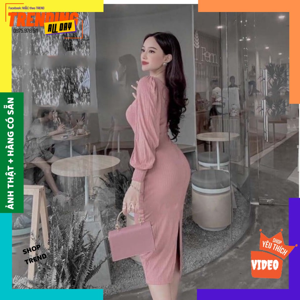 Đầm Body Dài Tay, Tôn Dáng, Mặc là auto xinh. 3 Màu Đỏ, Đen, Hồng. | BigBuy360 - bigbuy360.vn