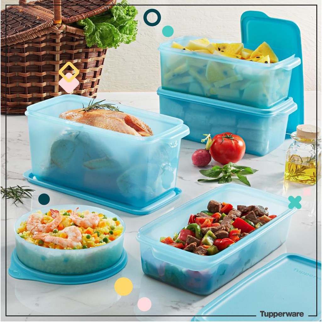 Tupperware Mega 15 Bộ Hộp Blue Ocean Trữ Mát &amp; Trữ Đông 15 Hộp