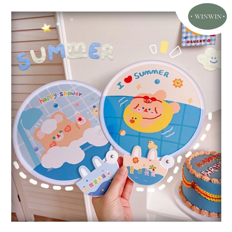 Quạt Xếp Cầm Tay Trang Trí Cổ Trang Bằng Vải Gấp Gọn Tự Bung Thông Minh Di Động Cho Học Sinh Đi Học Dễ Thương