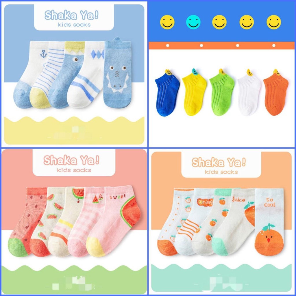 [1 Đến 12 Tuổi] Set 5 Cái Vớ/Tất Trẻ Em Cotton Siêu Xịn Đẹp Túi Zíp Mihoshop