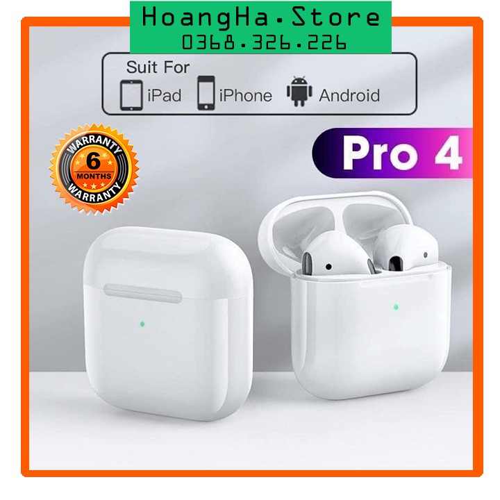 Tai Nghe Bluetooth Pro 4 Bản Cao Cấp Định Vị Đổi Tên, Tai Nghe Không Dây Dùng Cho IOS - Android, Bảo hành