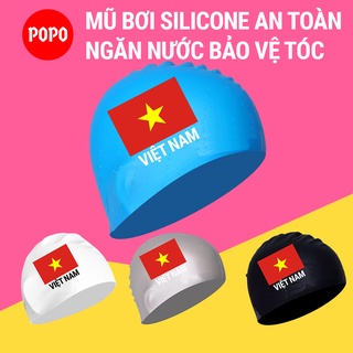 Mũ bơi người lớn POPO CA40 in Cờ Việt Nam chất liệu silicone cho người lớn (nam, nữ) ngăn nước tuyệt đối SPORTY