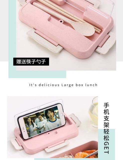 Hộp cơm lúa mạch kèm thìa đa năng tiện dụng cho dân văn phòng