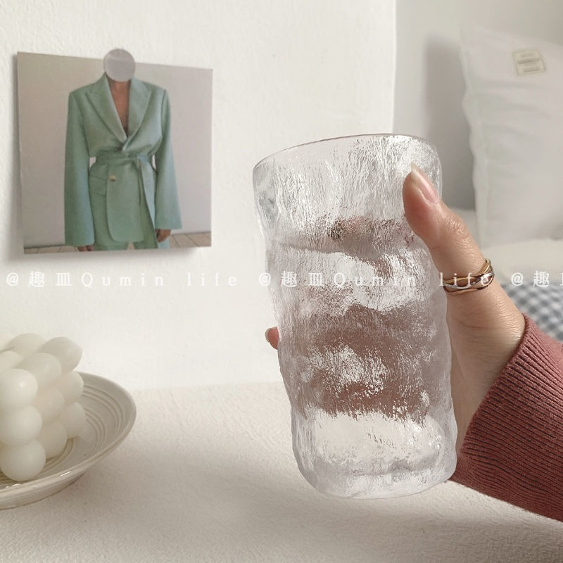 Ly Thủy Tinh Trong Suốt Họa Tiết Đẹp Mắt Phong Cách Hàn Quốc