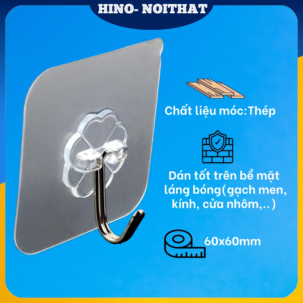 [Mã LIFEHL15K giảm 10% đơn 0Đ] Móc Dán Tường Siêu Dính Trong Suốt Chịu Lực Tốt Treo Tường Chắc Chắn 6x6 cm - MY2