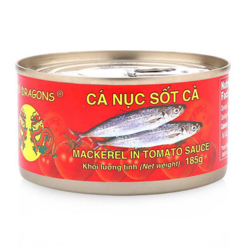 [COMBO 4 HỘP MIỄN SHIP] Cá hộp, Cá nục, Cá Trích, Cá mòi sốt cà chua 185g Two Dragon thơm ngon, đậm đà