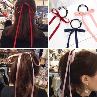 Dây buộc tóc cột nơ thả dài cực dễ thương dễ phối đồi mã HK8704