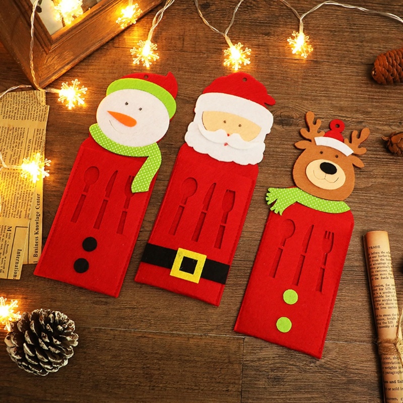 Set 3 Vỏ Bọc Muỗng Nĩa Họa Tiết Giáng Sinh Dễ Thương