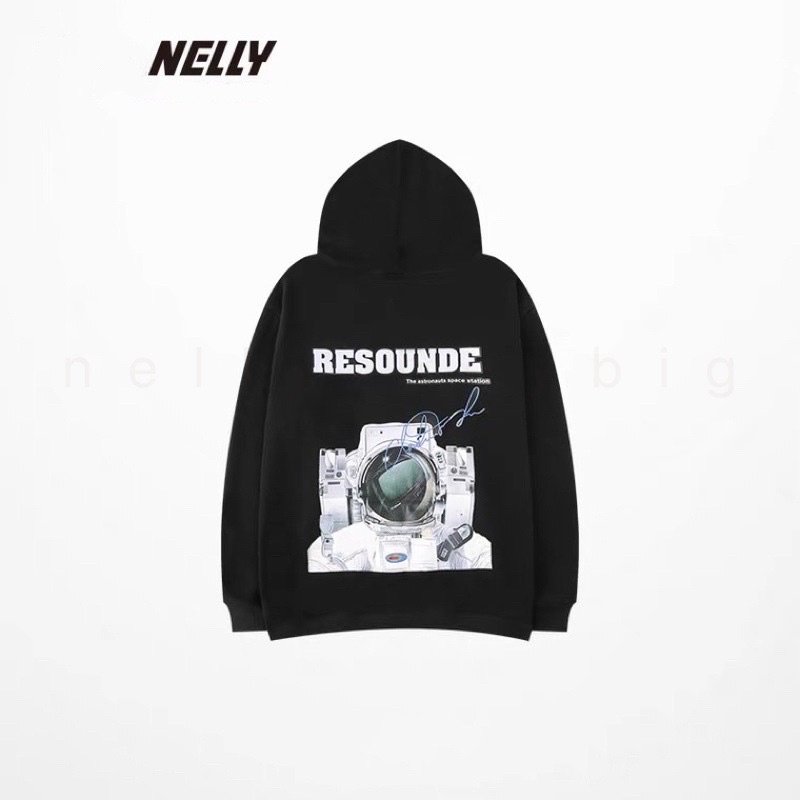 Áo hoodie nỉ bông  Nelly Heybig unisex form rộng cho nam và nữ resounde