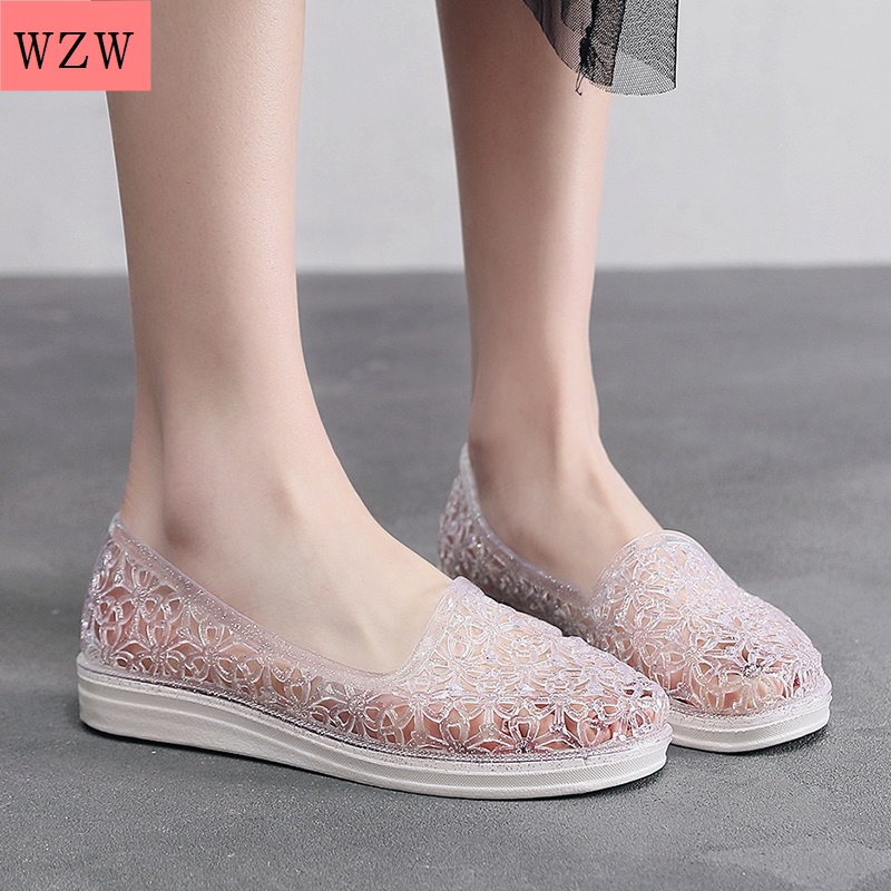 Giày Sandal Đế Phẳng Mềm Đục Lỗ Chống Trượt Thời Trang Đi Biển Mùa Hè Cho Nữ