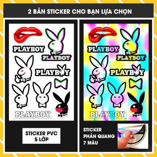 Sticker PlayBoy 7 Màu Mã Số 5X-02 | Hình Dán Mũ Bảo Hiểm Cắt Sẵn Tại Azsticker