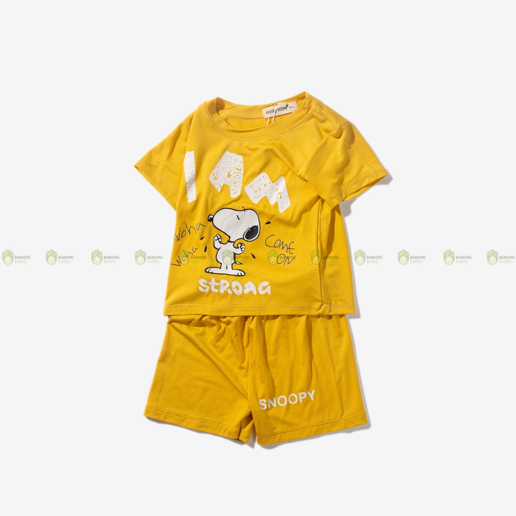 Bộ Cộc Tay Cho Bé Trai, Bé Gái Minky Mom Vải Thun Lạnh Hoạ Tiết Snoopy, Bộ Quần Áo Trẻ Em Mặc Nhà MKM2247