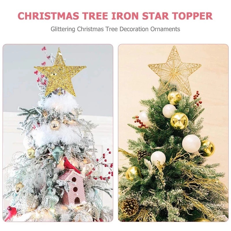 Ngôi Sao / Núi Rỗng Lấp Lánh 25cm Trang Trí Cây Thông Giáng Sinh