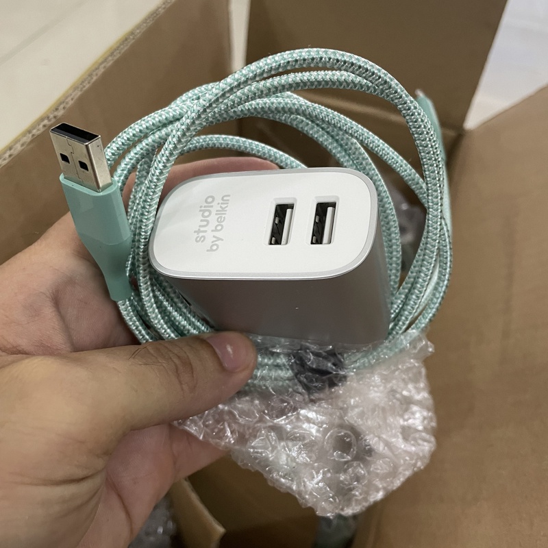 Bộ cốc và cáp sạc nhanh Belkin F8J230dq 2 cổng max 24W - Made in Vietnam designed in California (không box) Nhất Tín