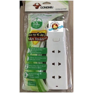 Ổ điện Gongniu 3 lỗ 2 chấu (loại 3m / 5m)