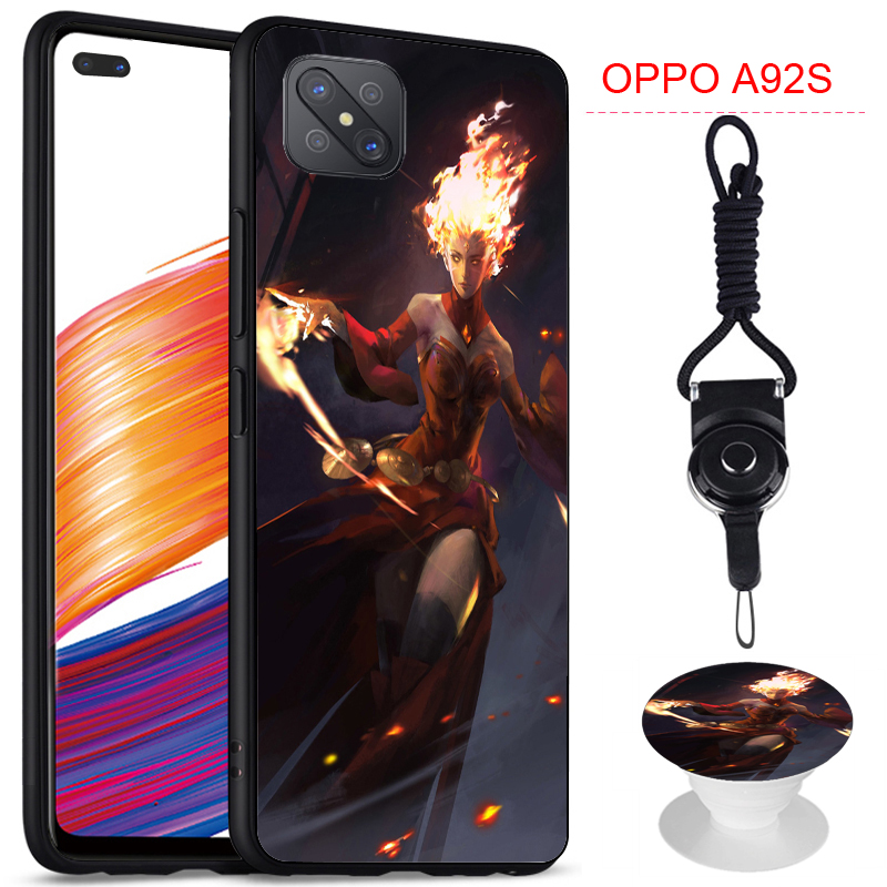 Ốp Điện Thoại Silicon Màu Đen Kèm Dây Đeo Cho Oppo A92S