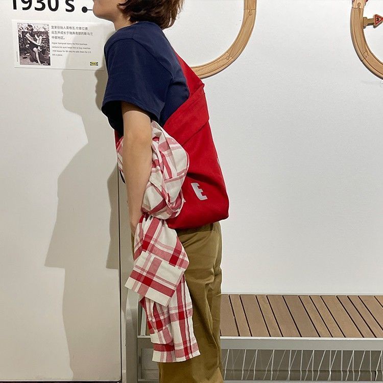 Túi Đeo Vai Bằng Vải Canvas In Chữ Phản Quang Phong Cách Nhật Bản Hàng Mới