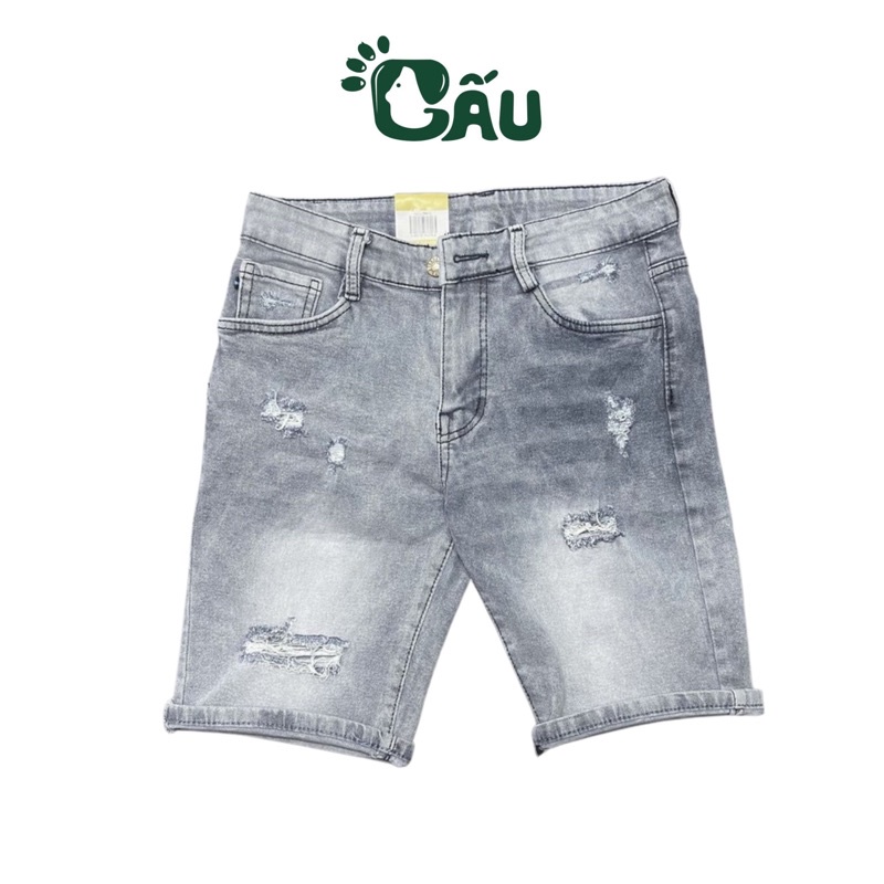 Quần short jean nam Gấu 194 vải jeans bò co dãn, mềm mịn form slimfit 228