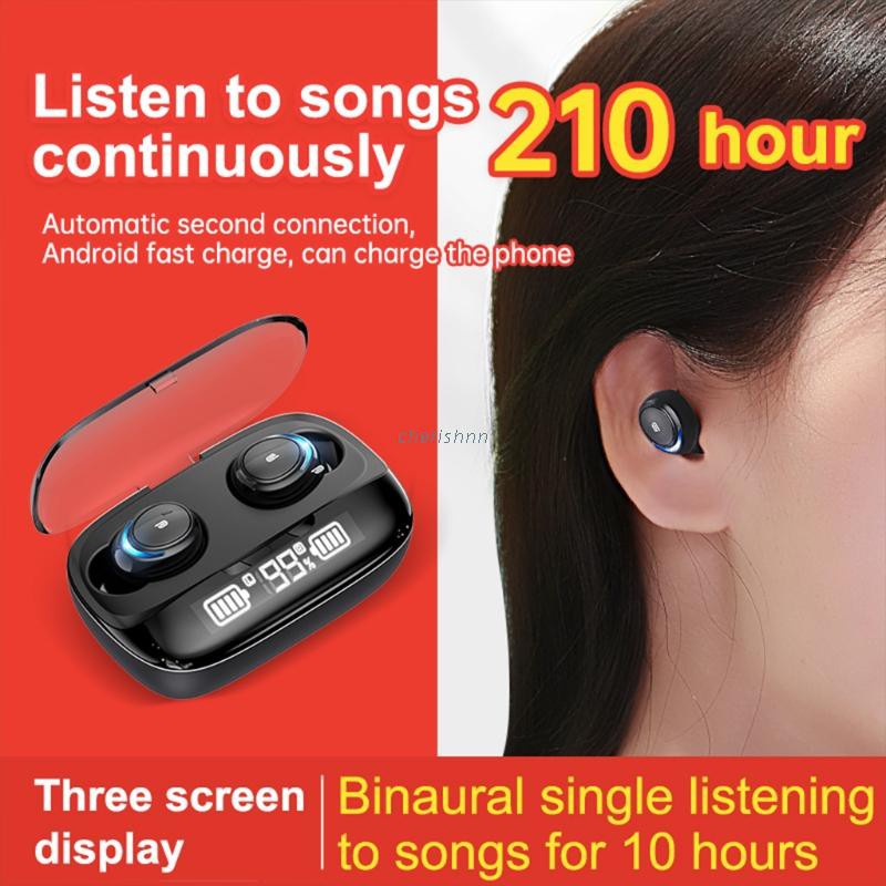 chin M-U8 Earbuds Bluetooth 5.0 Headset Digital Display Stereo Touch Wireless Sports