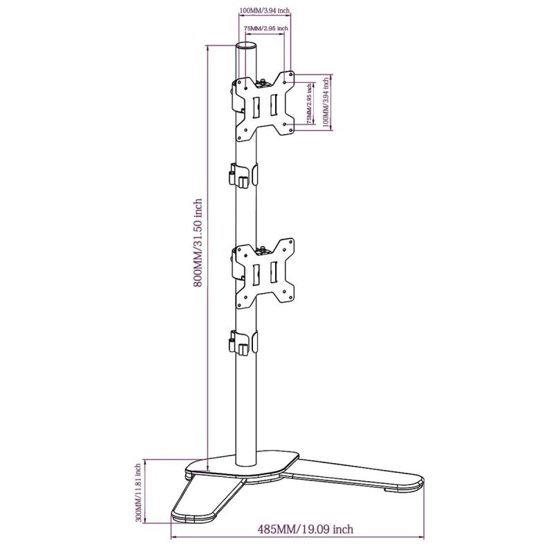 [Xếp Màn Trên / Dưới] Giá Treo Hai Màn Hình Máy Tính 17 - 27 Inch Đặt Bàn - Tay Đỡ Màn Hình Xoay 360 Độ - Model: M073