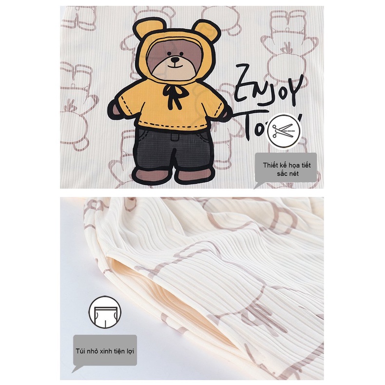 Váy Ngủ Hai Dây, Đầm Ngủ Nữ Không Tay Dễ thương Chất Cotton Mềm Mặc Nhà Thoải Mái Thời Trang Xuân Hè Cao Cấp