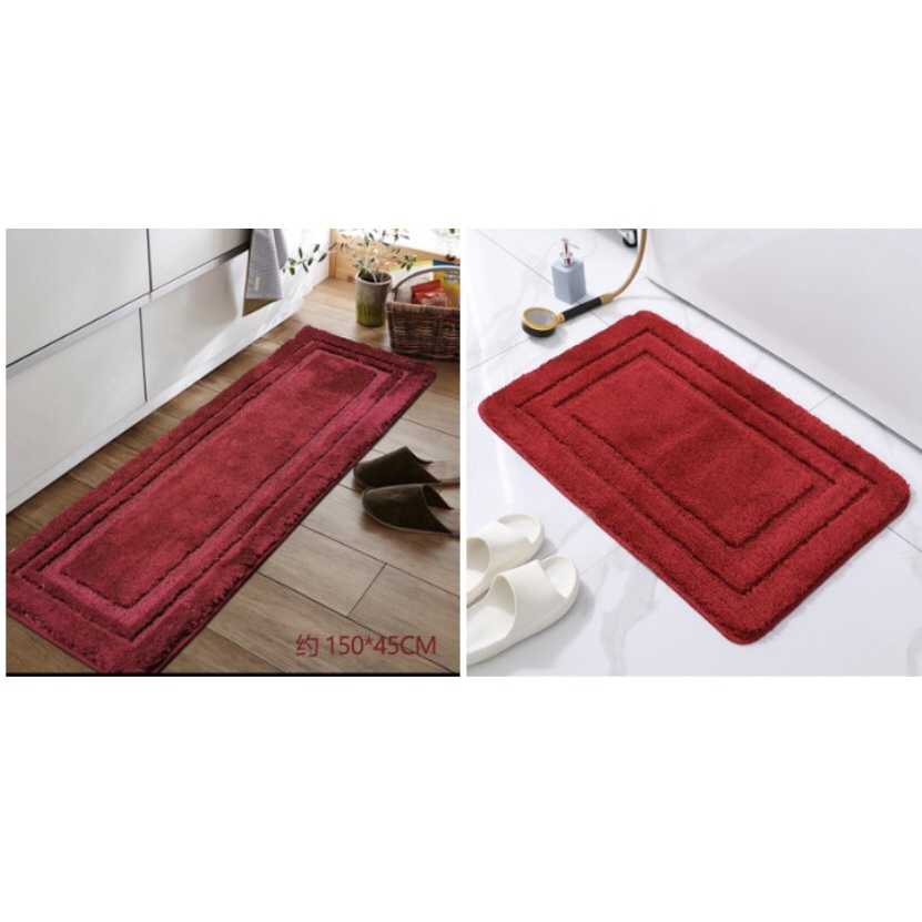 (giá sỉ) Thảm lau chân trải sàn bếp trơn màu  Decor bề mặt lông mềm mịn thấm nước  size 40x60, 50x70, 50x120,50X150CM