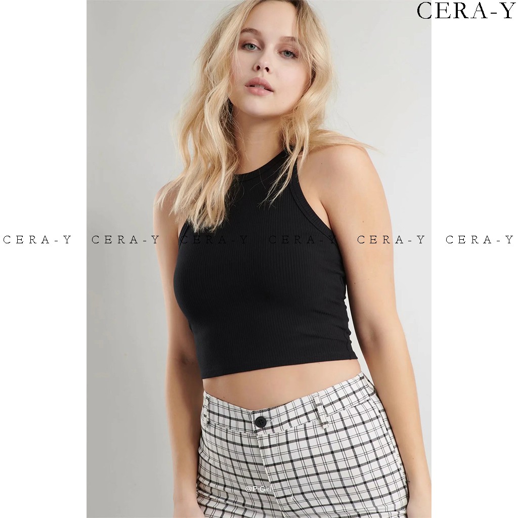 Áo ba lỗ croptop CERA-Y màu đen / màu trắng / màu đỏ CRA033