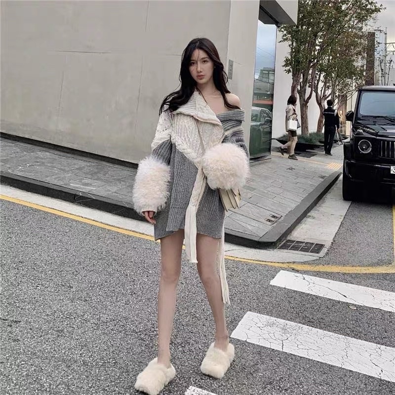 𝐂𝐎́ 𝐒𝐀̆̃𝐍. Áo Len Dáng Váy Kiểu Dáng Độc Lạ Ulzzang