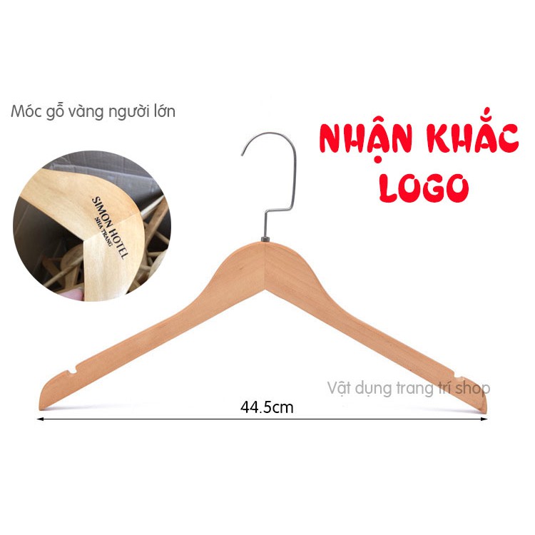 Móc Gỗ Vàng Treo Quần Áo KTN 44.5cm Đầu Móc Dẹp (1 Móc)