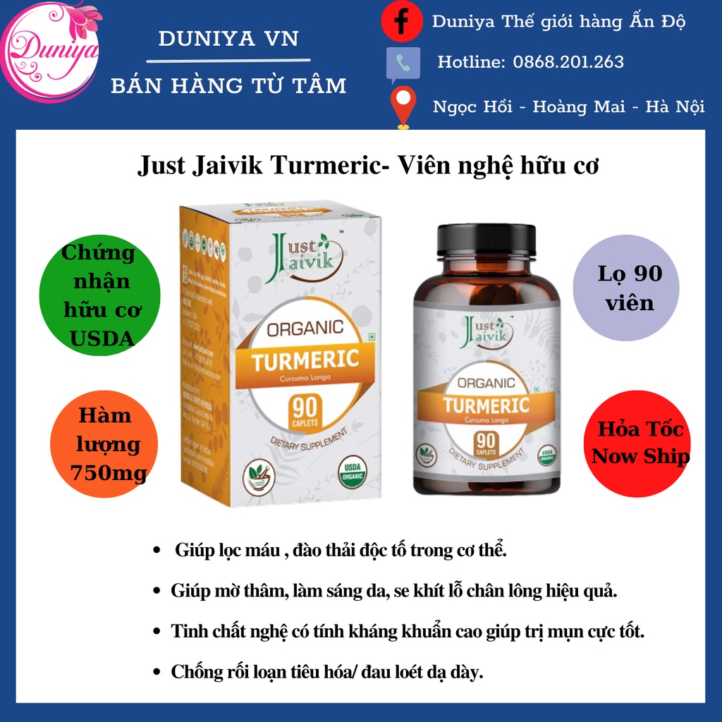 Viên nghệ hữu cơ Just Jaivik Turmeric