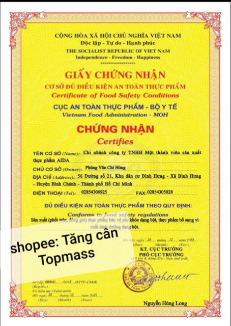 Sữa bột tăng cân Top mass gold