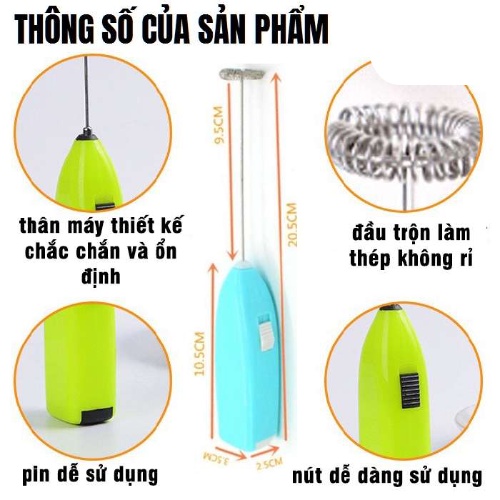 Cây khuấy cafe tạo bọt đánh trứng khuấy bột làm bánh cầm tay tự xoay, dụng cụ khuấy cà phê đánh trứng bột pha sữa coffee