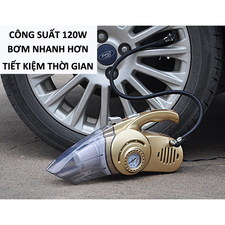 Máy Hút bụi ô tô kiêm bơm lốp 4in1 đa năng - Kiêm Bơm Lốp Xe - Đèn Pin Và Đo Áp Suất Xe （Bao hanh 6 thang）