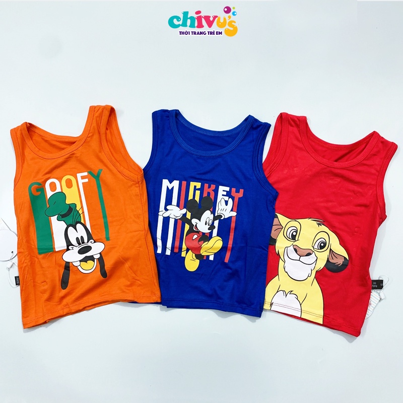 Bộ ba lỗ bé trai chất vải cotton lạnh hoạ tiết mickey người nhện quần áo trẻ em 1 2 3 4 5 6 7 tuổi CHIVU's KID