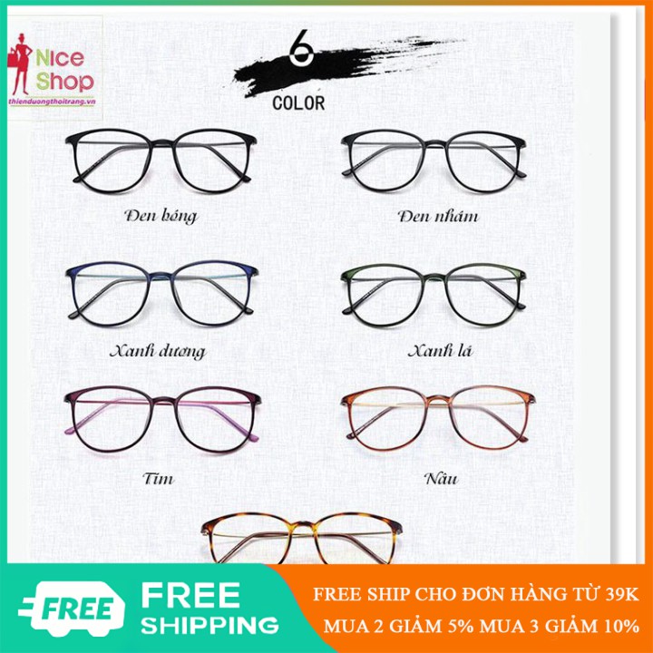 Xả Kho - Kính thời trang kiểu dáng hàn quốc gọng mảnh kim loại thanh lịch