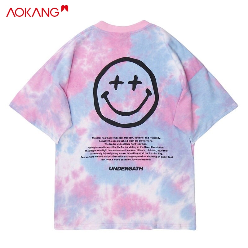 Áo thun AOKANG tay ngắn in họa tiết mặt cười độc đáo thời trang cho nam