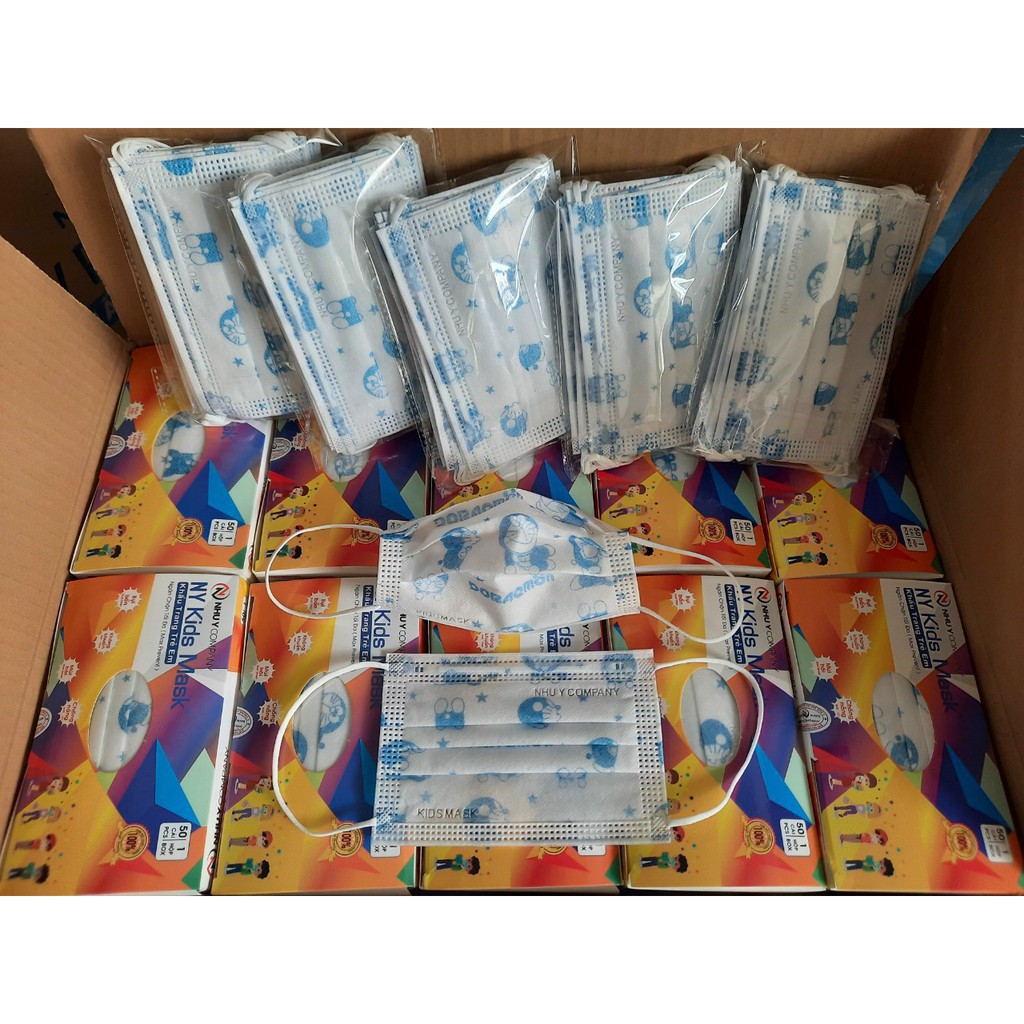 Khẩu trang trẻ em Như Ý 3 lớp có giấy lọc hộp 50 cái | BigBuy360 - bigbuy360.vn