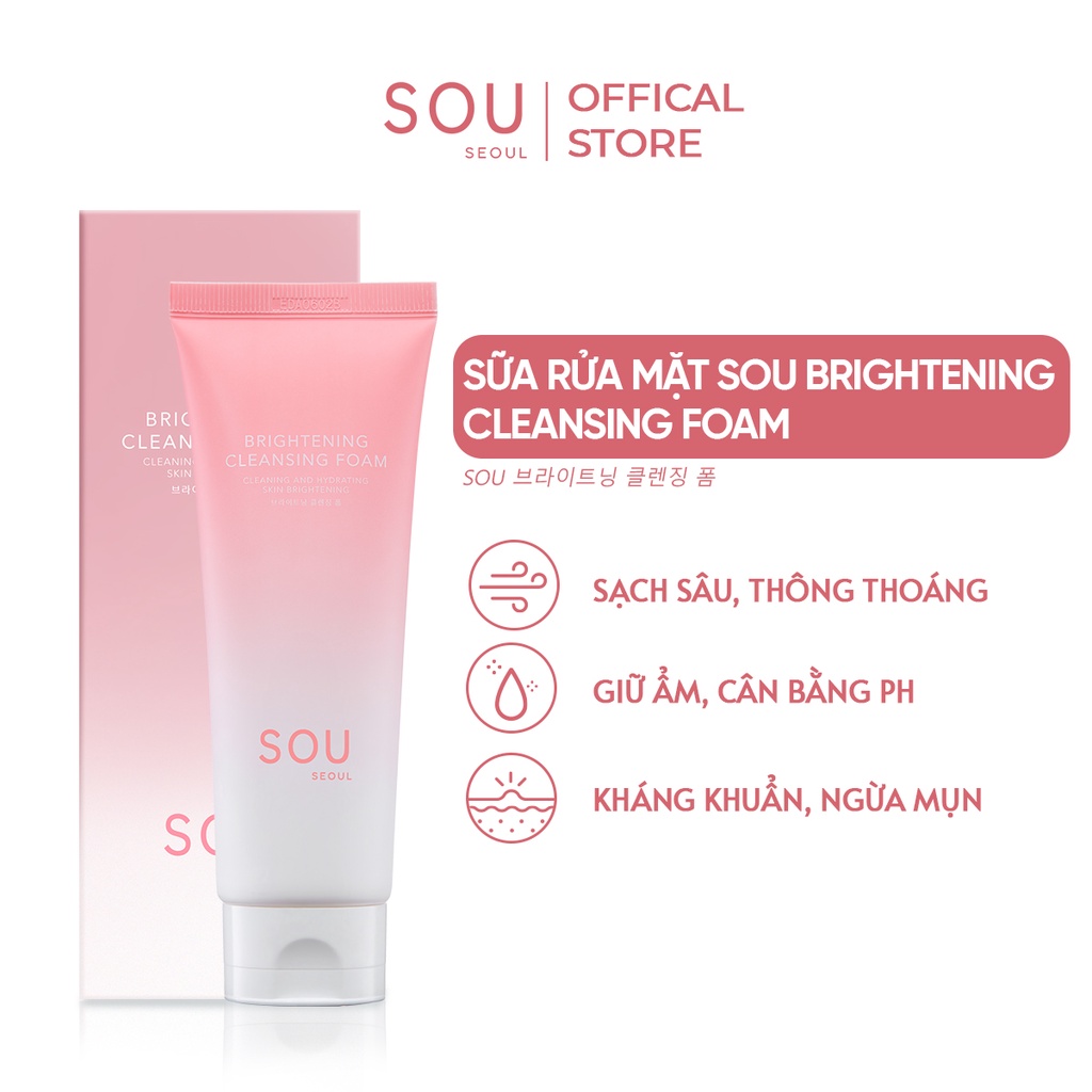 Sữa Rửa Mặt Dưỡng Trắng Da SOU - SOU Brightening Cleansing Foam 150g