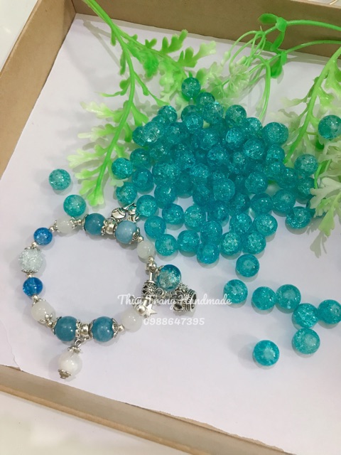 Set 5 Hạt thuỷ tinh bọt tuyết 8mm, 10mm làm vòng tay, đồ trang sức handmade, trang trí thủ công | WebRaoVat - webraovat.net.vn