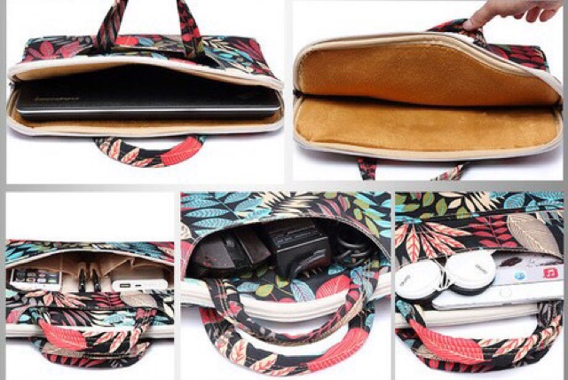 Cặp đựng laptop chống sốc hoạ tiết Floral-Tặng kèm ví nhỏ đựng sạc laptop | BigBuy360 - bigbuy360.vn