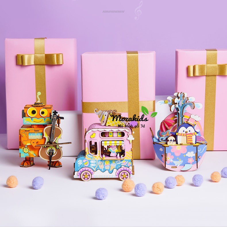 Mô hình Hộp nhạc Xe bán Kem - Ice Cream Music Box Robotime
