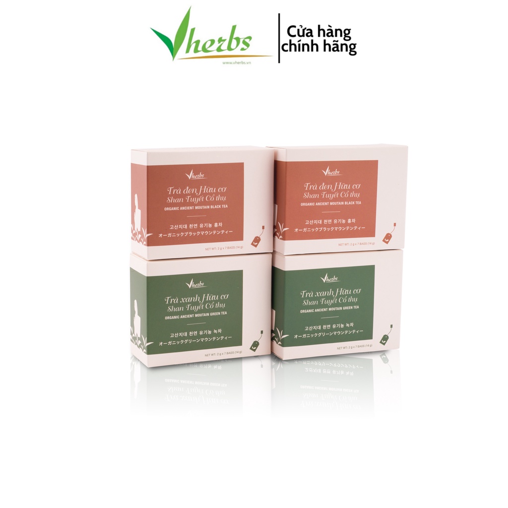 COMBO 4 HỘP ( 2 HỘP TRÀ XANH + 2 HỘP TRÀ ĐEN) TÚI LỌC VHERBS