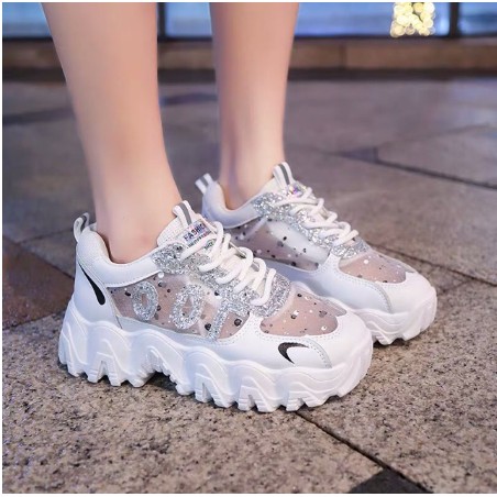 [Mã FAGREEN245 giảm tới 30K đơn 99K] Giày thể thao nữ độn đế kim tuyến mã 100, giày sneaker nữ thoáng khí hot trend 2020 | BigBuy360 - bigbuy360.vn