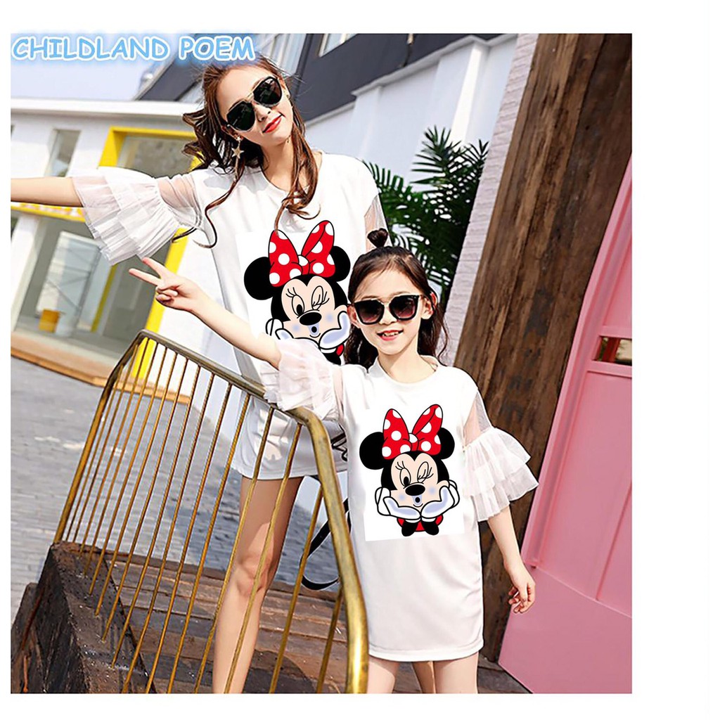 combo đầm thun tay lưới in hình cực chất