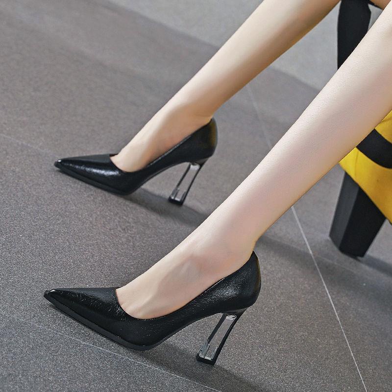 OFF-WHITE Giày Cao Gót Mũi Nhọn Quai Da Mềm Trong Suốt Sành Điệu Cho Nữ Mã 9