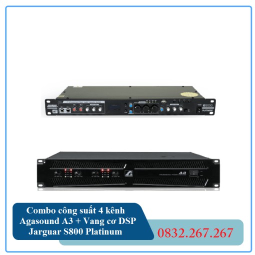 Combo công suất 4 kênh Agasound A3 + Vang cơ DSP Jarguar S800 Platinum