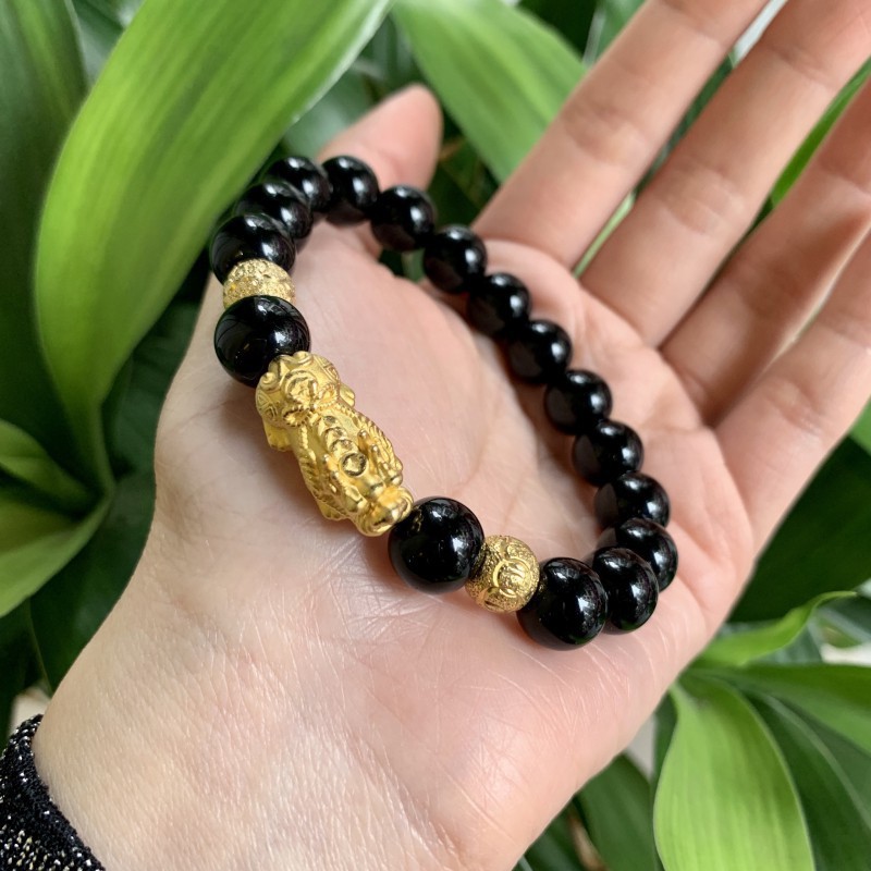 Vòng tay đen mix tỳ hưu phong thuỷ, chiêu tài hút lộc, độ bình an